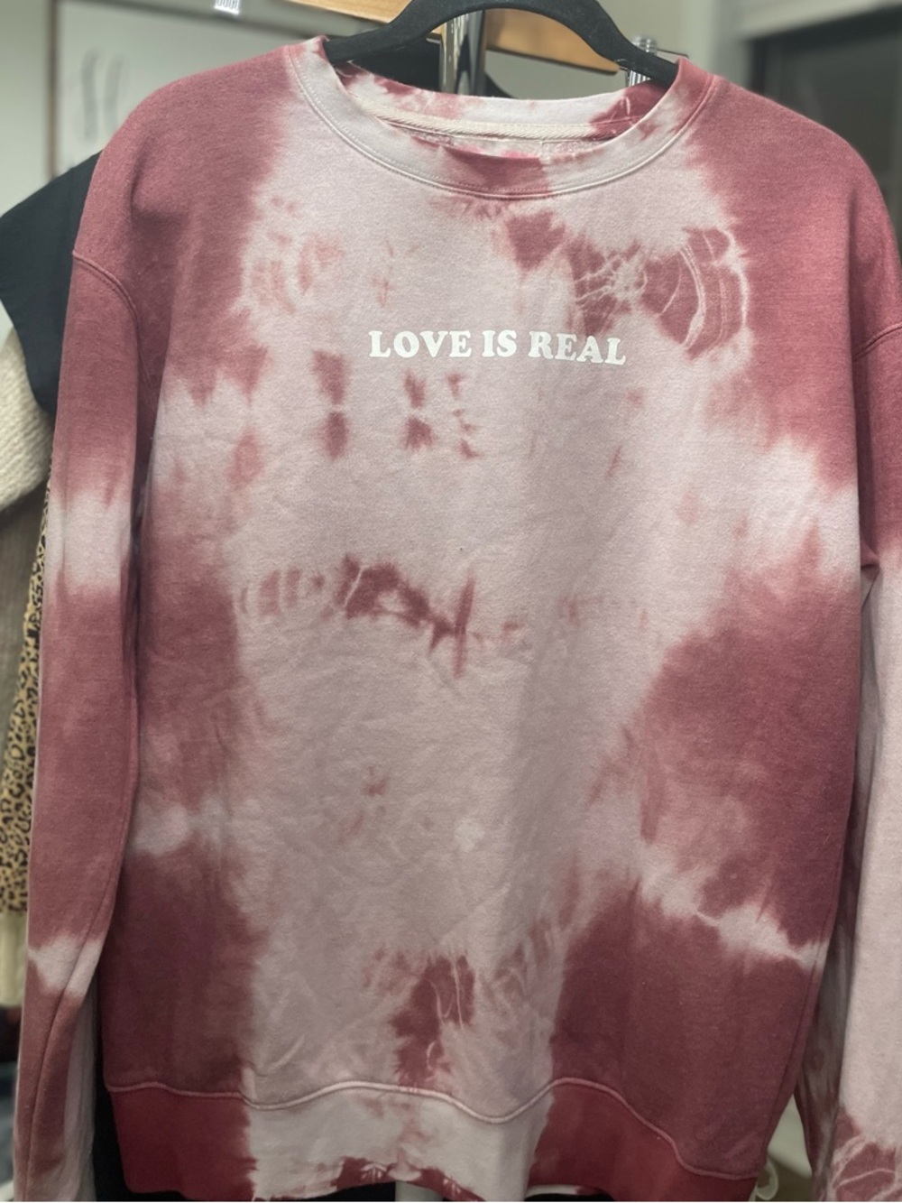 Betsey Johnson Tie Dye Sweatshirt Love Is Real Graphic Pullover Small